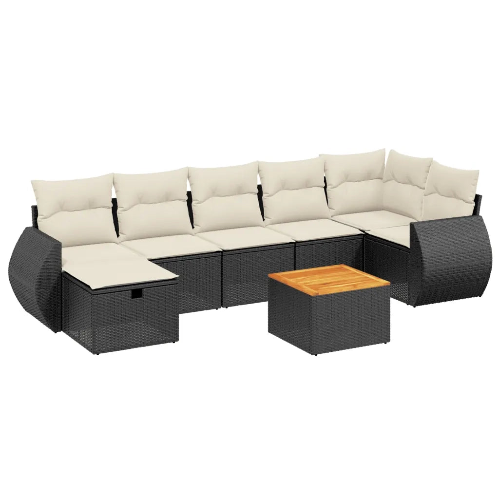 Set Divani da Giardino con Cuscini 8 pz Nero in Polyrattan
