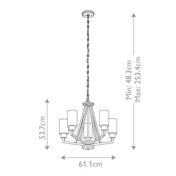 Lampadario Deryn grigio anticato in vetro 5xE27 Kichler