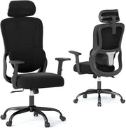 Sedia da Ufficio Ergonomica con Poggiatesta, Sedia da Scrivania con Schienale Regolabile, Supporto Lombare e Braccioli, Sedia da Lavoro Girevole per Computer per Casa, Ufficio e Studio