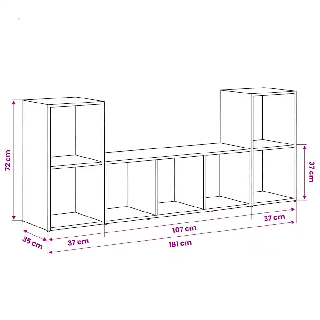 vidaXL Mobile TV 3 pcs Marrone 107 x 35 x 37 cm Legno multistrato