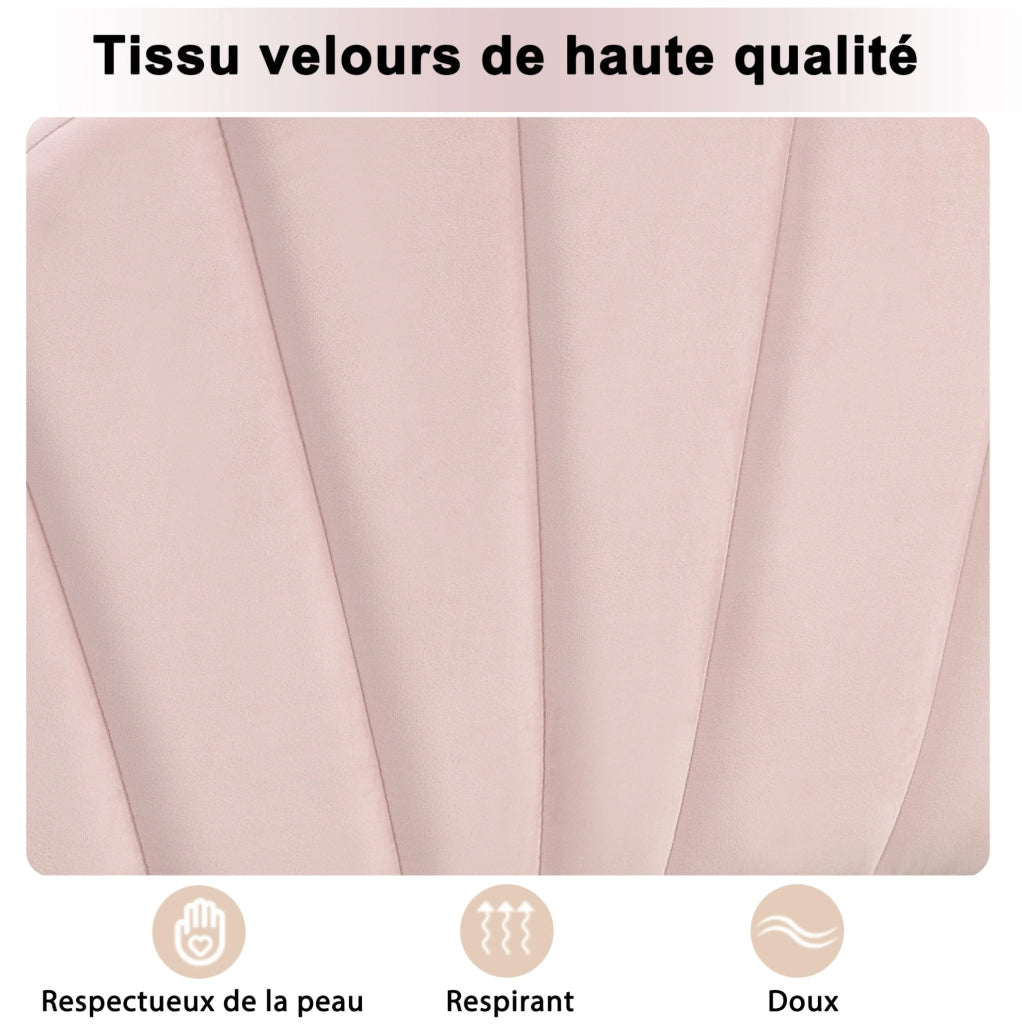 Letto matrimoniale imbottito 140x190 cm in velluto rosa con testiera regolabile e rete a doghe