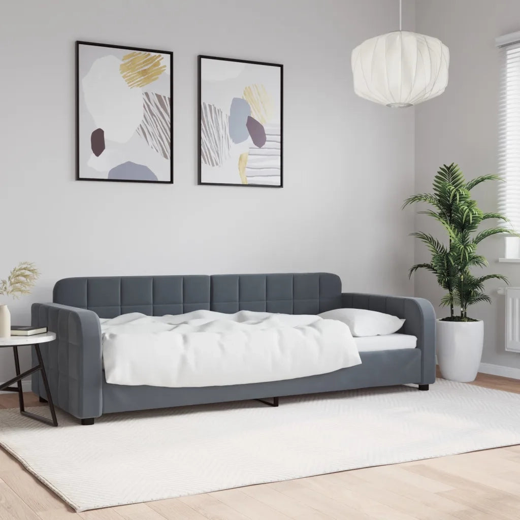 Letto singolo | Letto per adulti | Letto da Giorno Grigio Scuro 80x200 cm in Velluto
