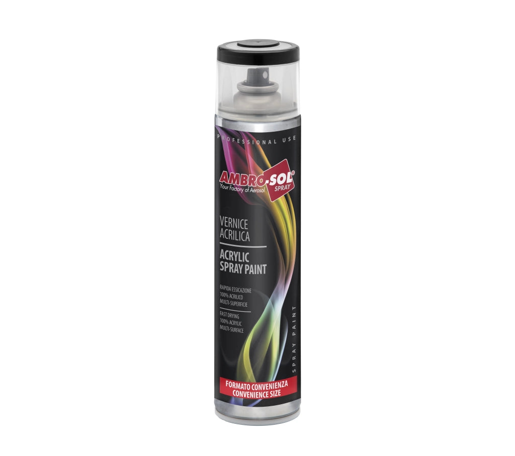 BOMBOLETTA SPRAY ACRILICO UNIVERSALE 600 ML Nero lucido RAL 9005 - 6 pezzi- AMBROSOL