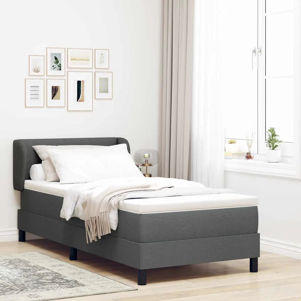 Letto a molle con materasso-Struttura Letto con Materasso Grigio scuro 100 x 200 cm Tessuto 145077
