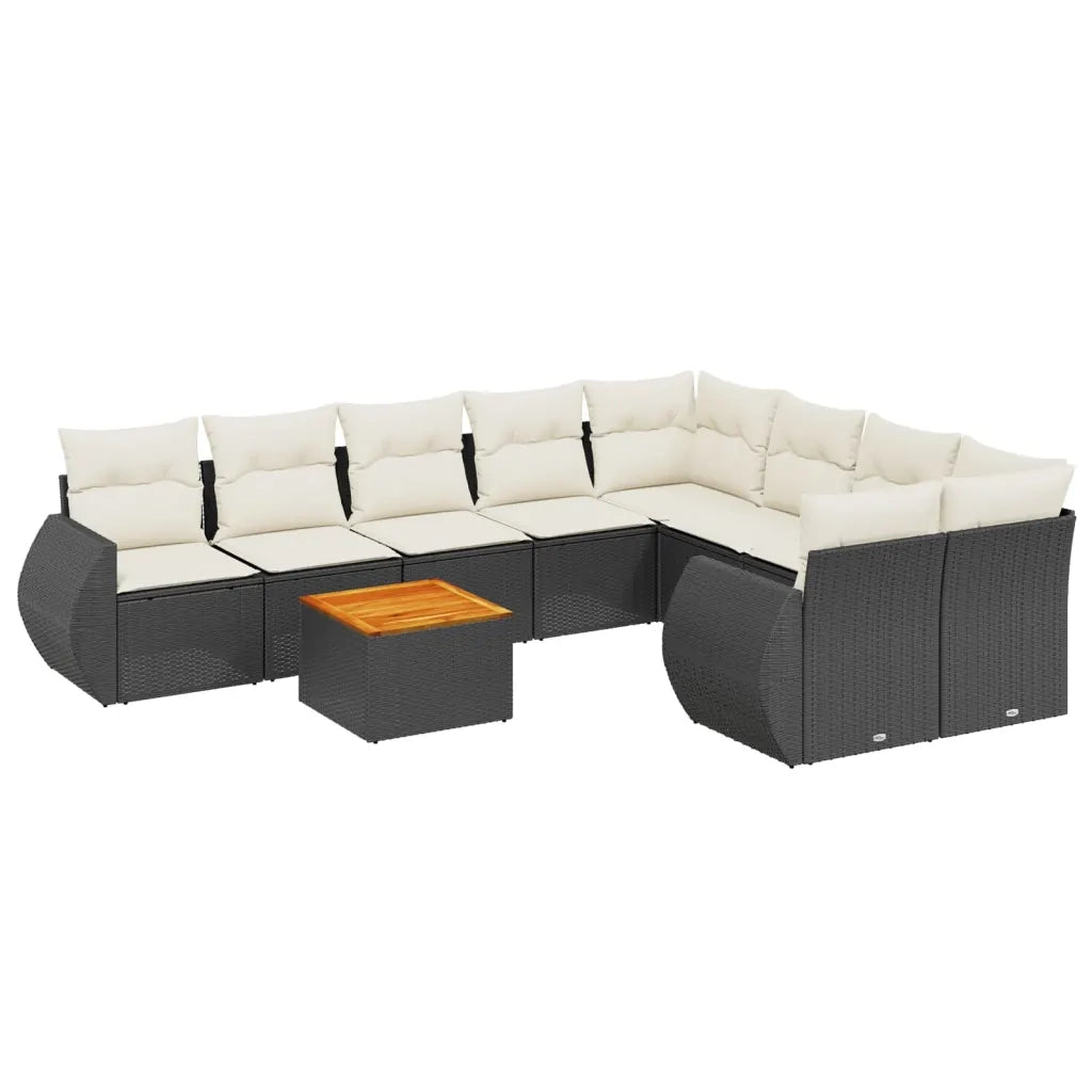 Set Divani da Giardino 9 pz con Cuscini Nero in Polyrattan 3257260