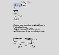 ECCENTRIC APPLIQUE 2 LUCI MONOEMISSIONE GRIGIO ANTRACITE 1156-A2-GA