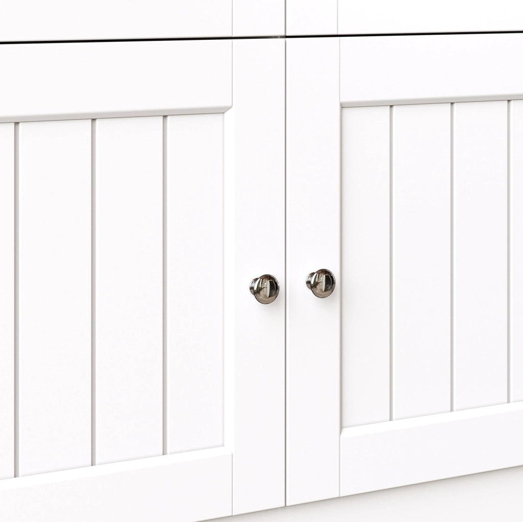 Credenza alta 140x40x175 cm con LED controllabile da app in MDF bianco