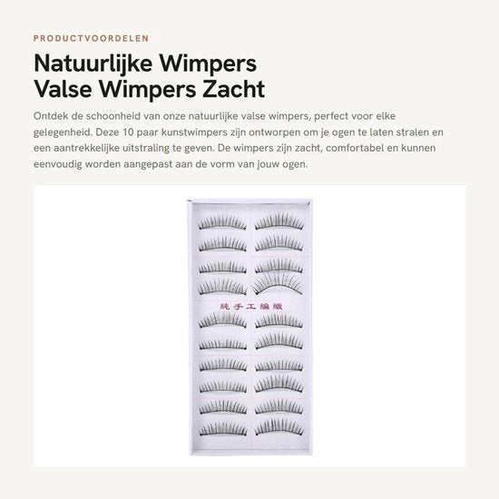 Wimpers naturali artificiali 10 paia - falsi wimpers - riutilizzabili - comodi - longevi - attraenti - wimpers artificiali