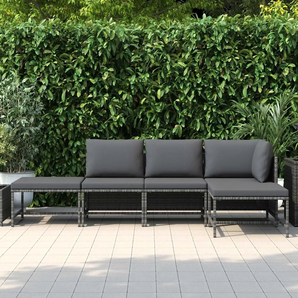 Salotto da Giardino-Set Divani da Giardino5 pz con Cuscini in Polyrattan Grigio