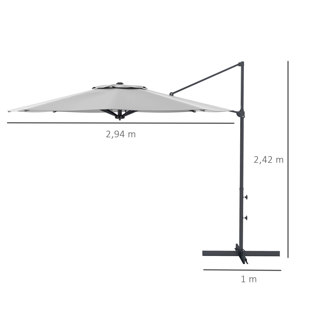 Ombrellone da giardino inclinabile e girevole ¨C zephmum ¨C 3 m, grigio scuro