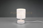 MARIE LAMPADA DA TAVOLO BASE CERAMICA DECORATA CON PARALUME BIANCO H. 20,5CM ATTACCO E14