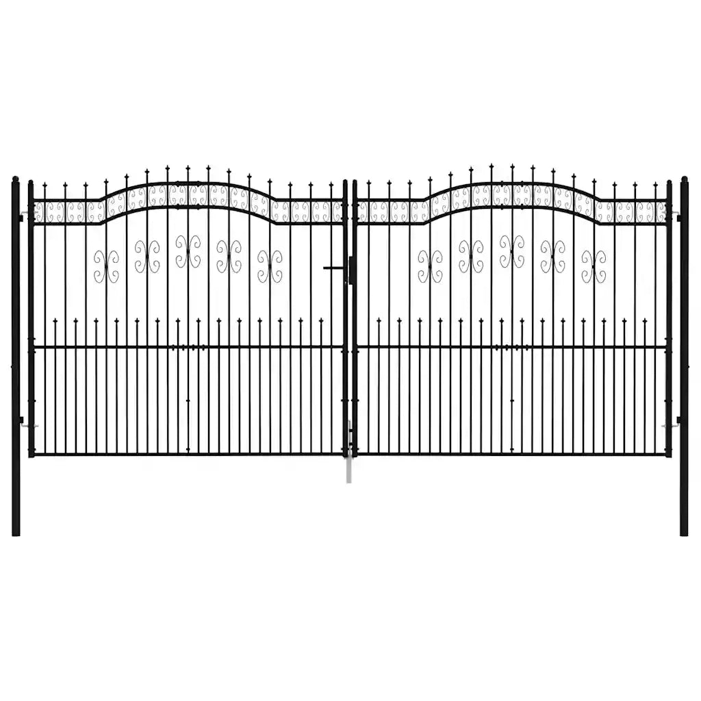 Cancello per recinzione con punta a lancia nero 406x175 cm in acciaio verniciato a polvere 151103