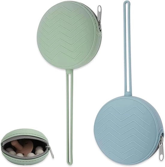 Box per pennelli da pittura 2 pezzi - Contenitore per pennelli BPA-free - Pennelli da pittura in stoffa - Borsa da pennelli per la spazzolatura - Blu-verde .