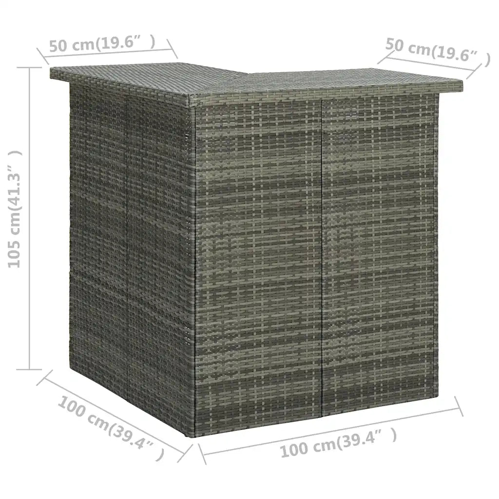 Tavolo da Bar Angolare Grigio 100x50x105 cm in Polyrattan 313482