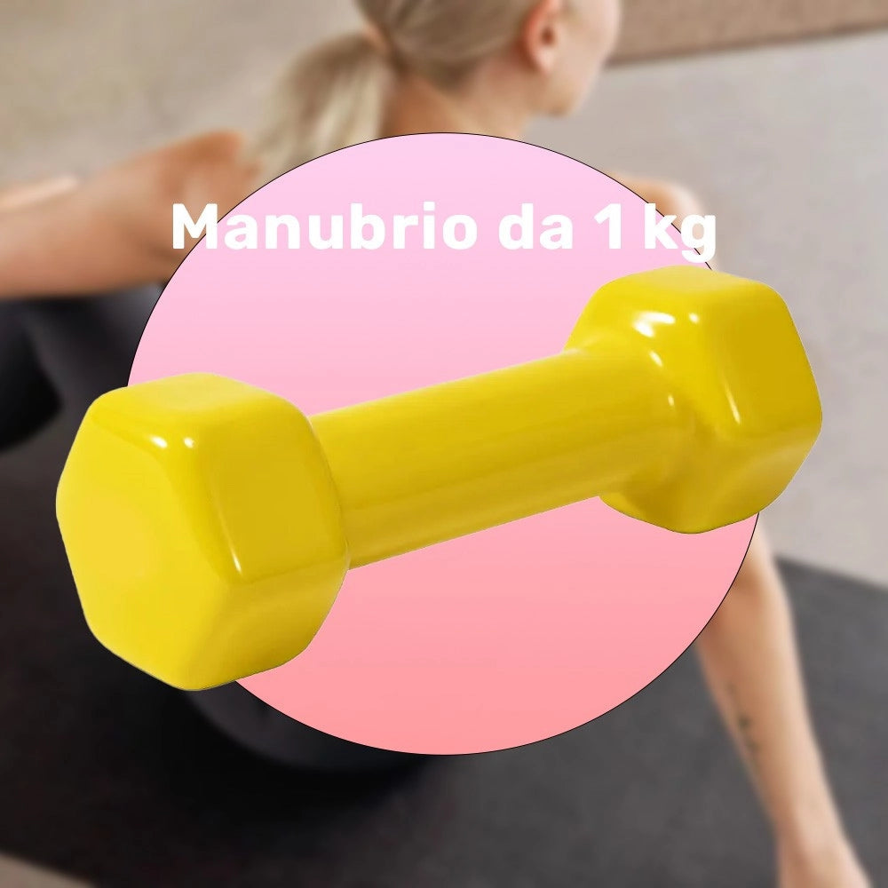 Trade Shop - Manubrio Singolo 1 Kg In Vinile Allenamento Esercizi Casa Palestra Workout Fit -
