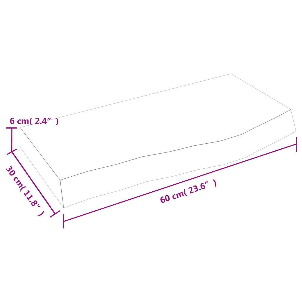 Piano Bagno 60x30x(2-6) cm in Legno Massello Non Trattato CFW2907669