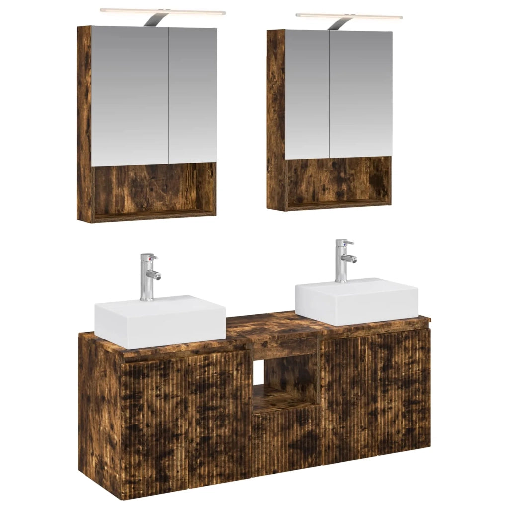 Set di Armadi da Bagno 5 pcs Rovere Fumo Legno ingegnerizzato 3406403