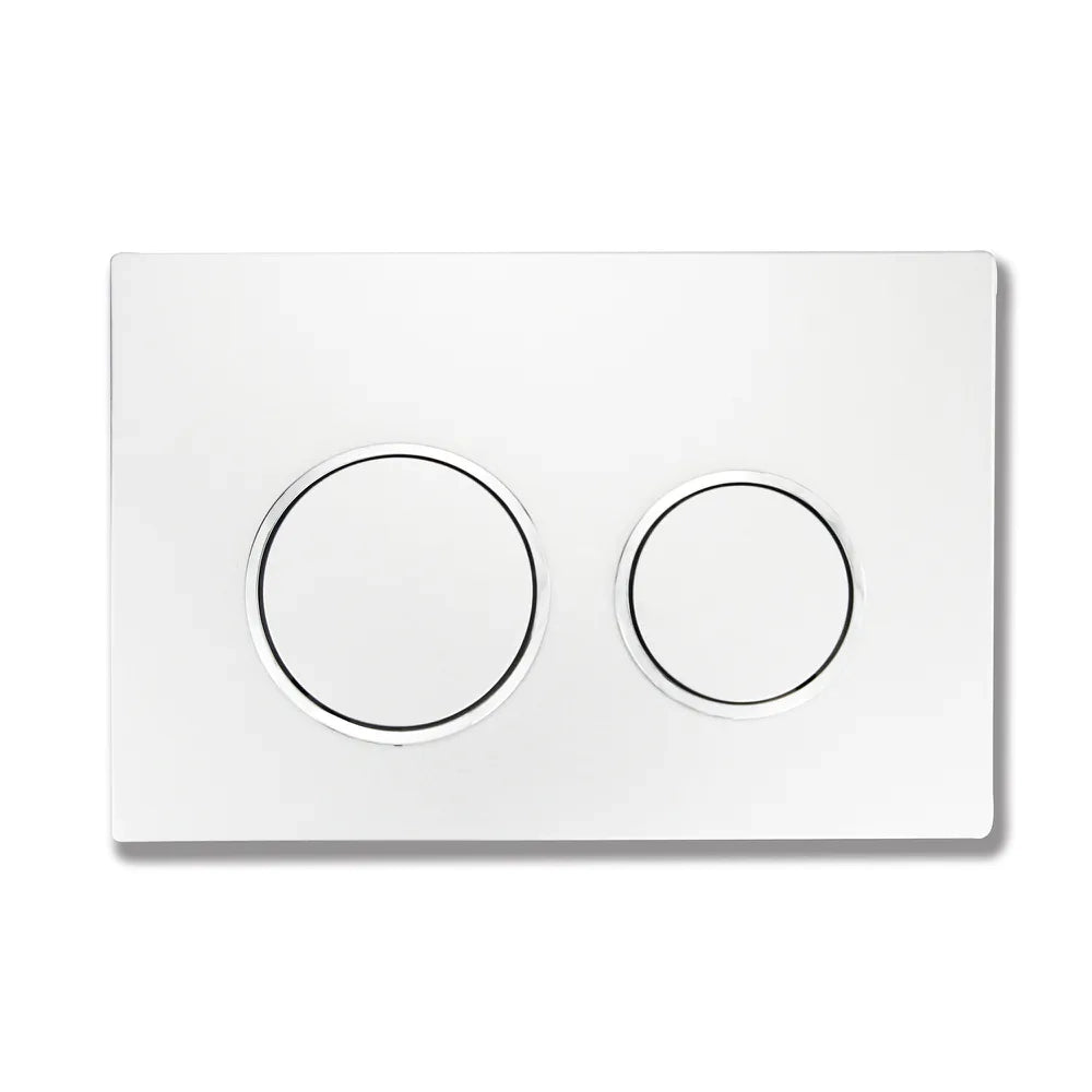 Placca di scarico doppio tasto in ABS bianco lucido e cromato