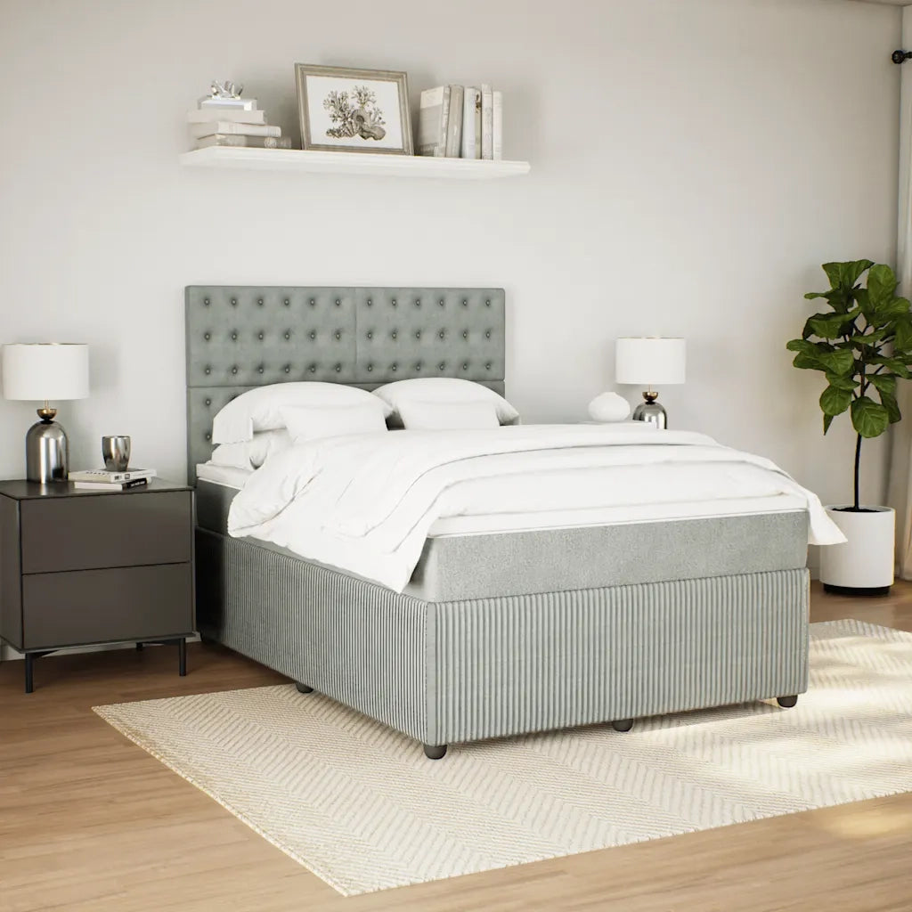 Giroletto a Molle con Materasso Grigio Chiaro 140x200cm Velluto
