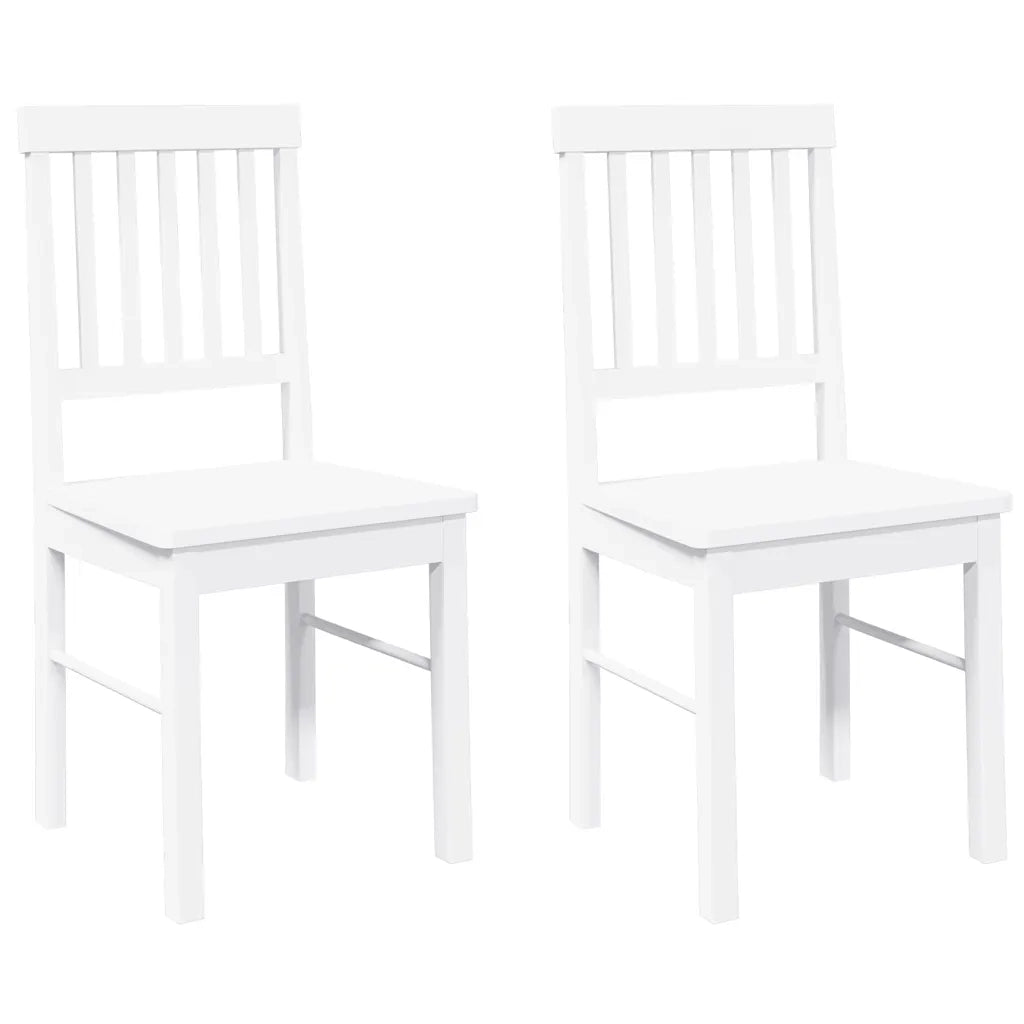 Sedie da Pranzo 2 pz Bianche in Legno Massello di Hevea 4102431