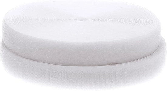 Nastro di fissaggio adesivo per cucito - Chiusura extra resistente - Telaio di fissaggio non adesivo - Bianco - 25m x 20mm - per bambini