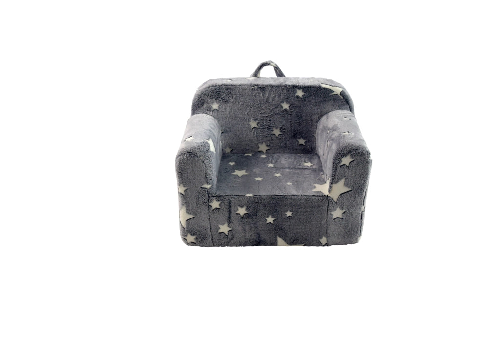 poltroncina bimbi 64x49x49 cm grigio stelle con maniglia e tasca