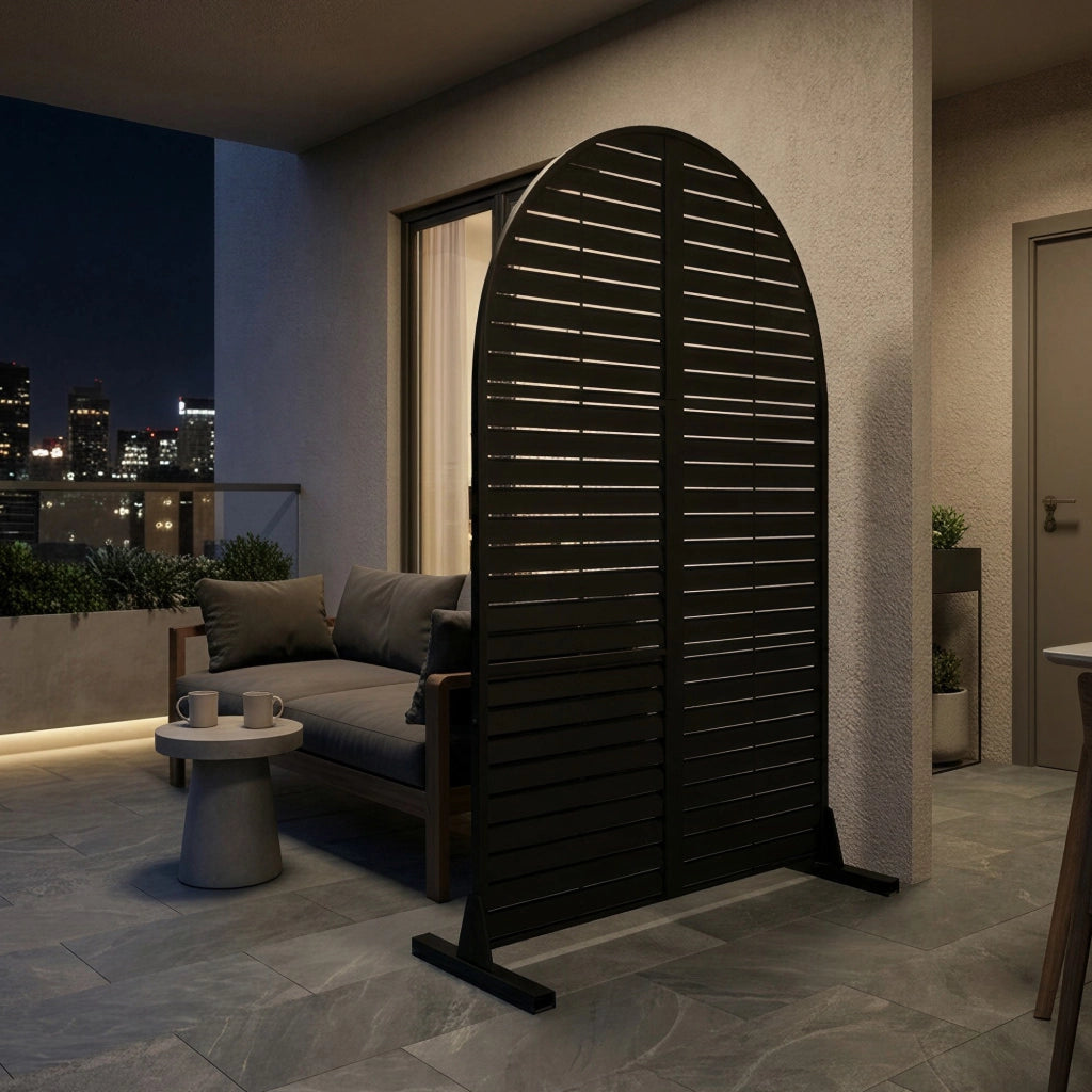 Pannello Divisorio Nodepp Paravento Arcuato in Acciaio 180 x 90 cm - Nero casa.pro