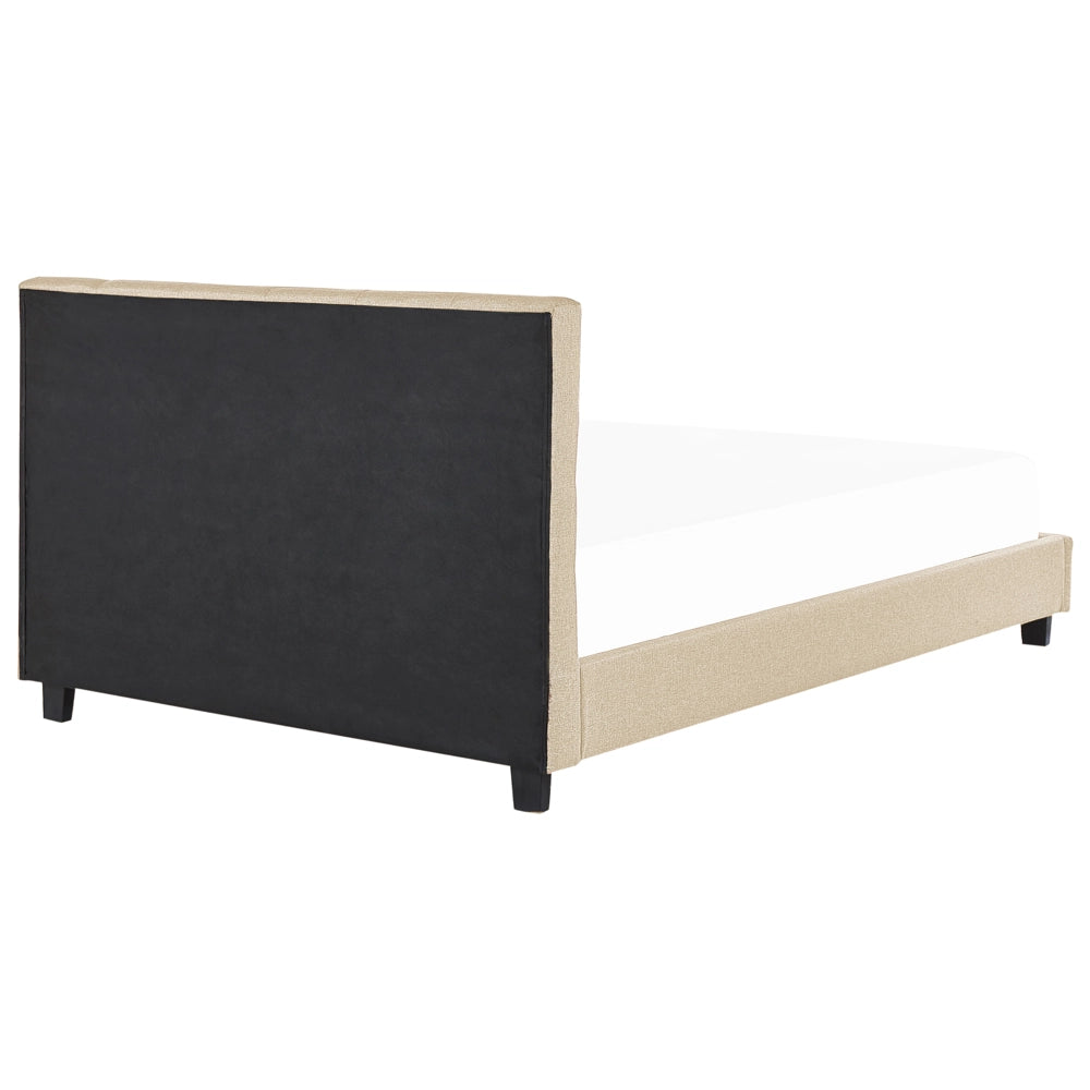 Letto imbottito tessuto beige rete a doghe testiera trapuntata 180 x 200 cm