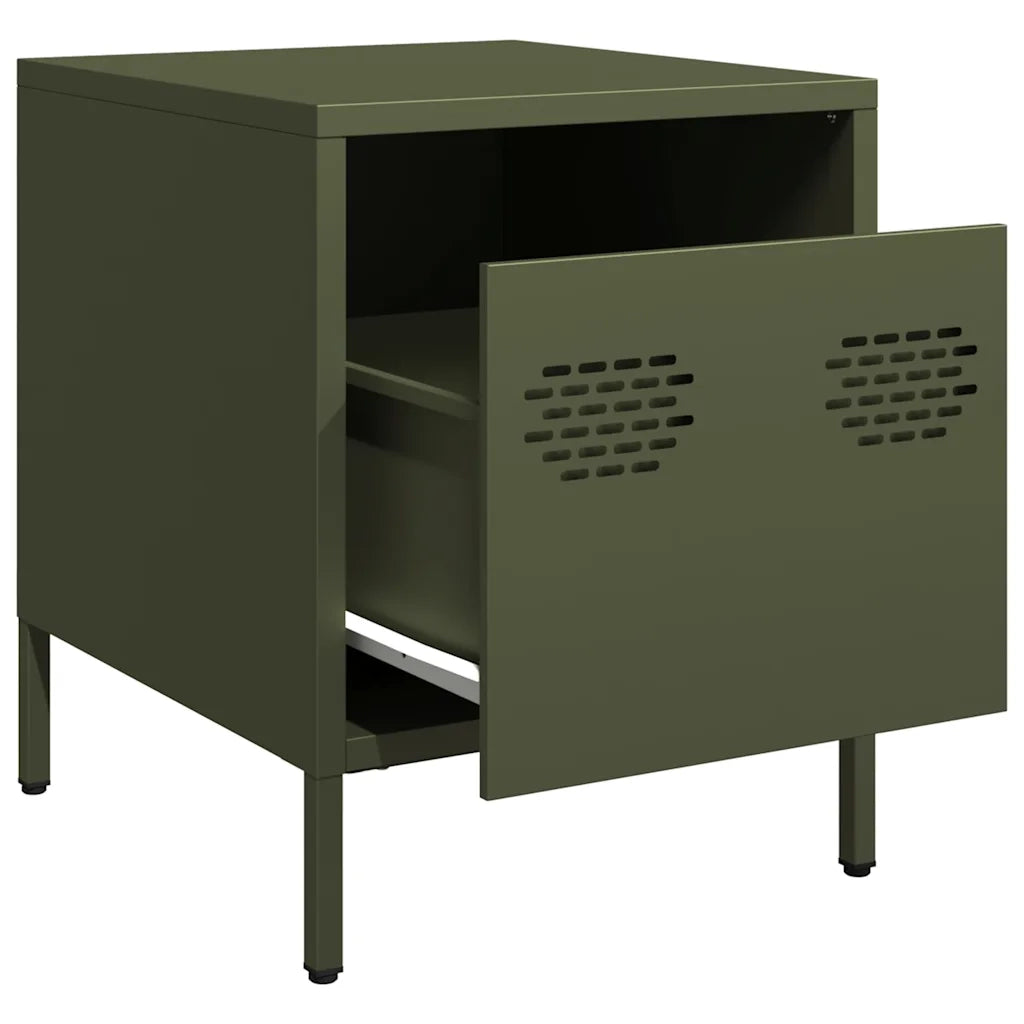 Comodino Verde Oliva 35x39x43,5 cm in Acciaio 851252