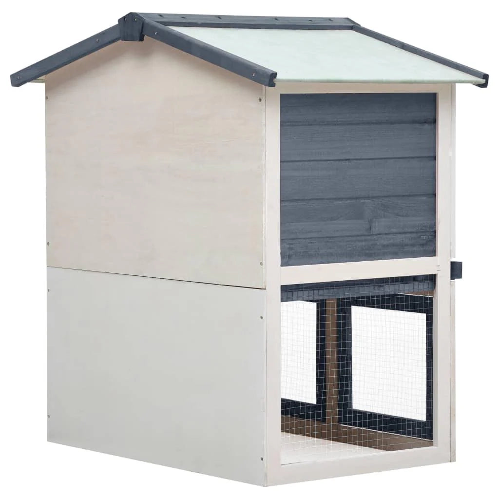 Conigliera da esterno con 3 porte 94 x 60 x 98 cm legno grigio e bianco 02_0000589