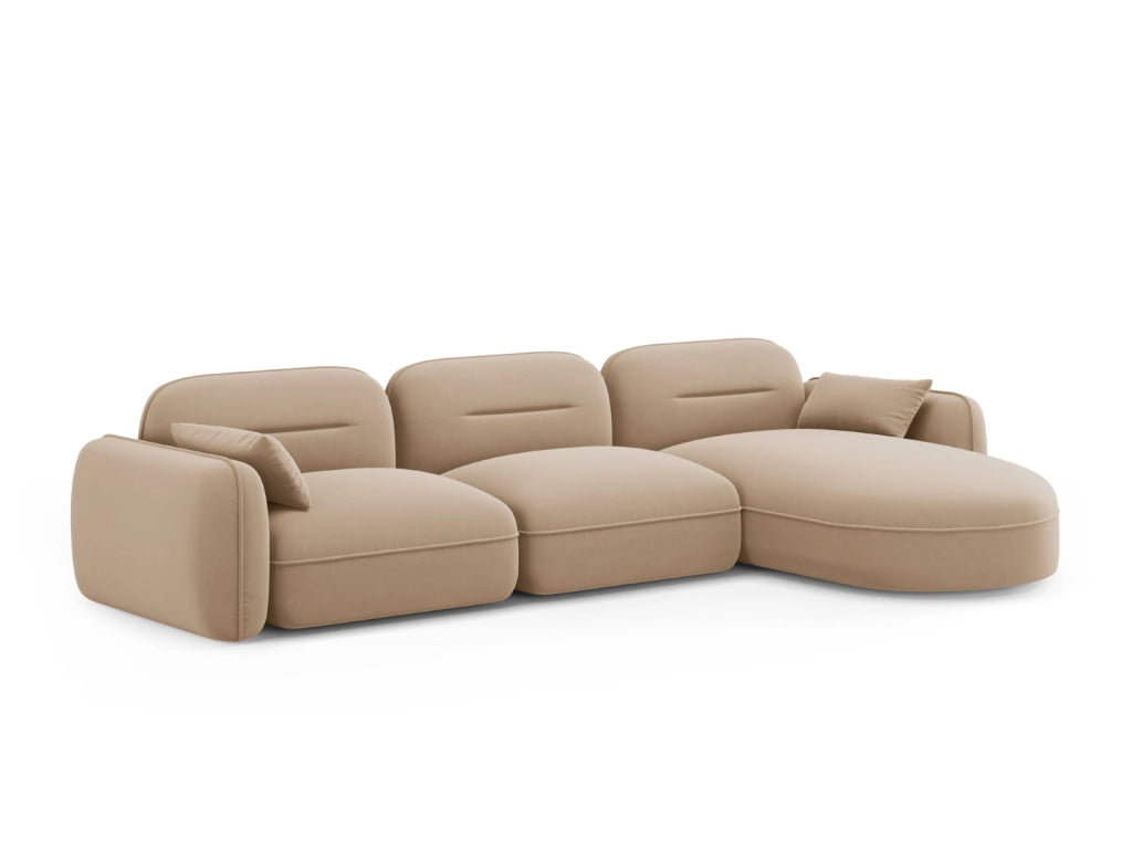 Cosmopolitan Design - Divano angolare modulare destro "Sydney" 4 posti in velluto sabbia 
