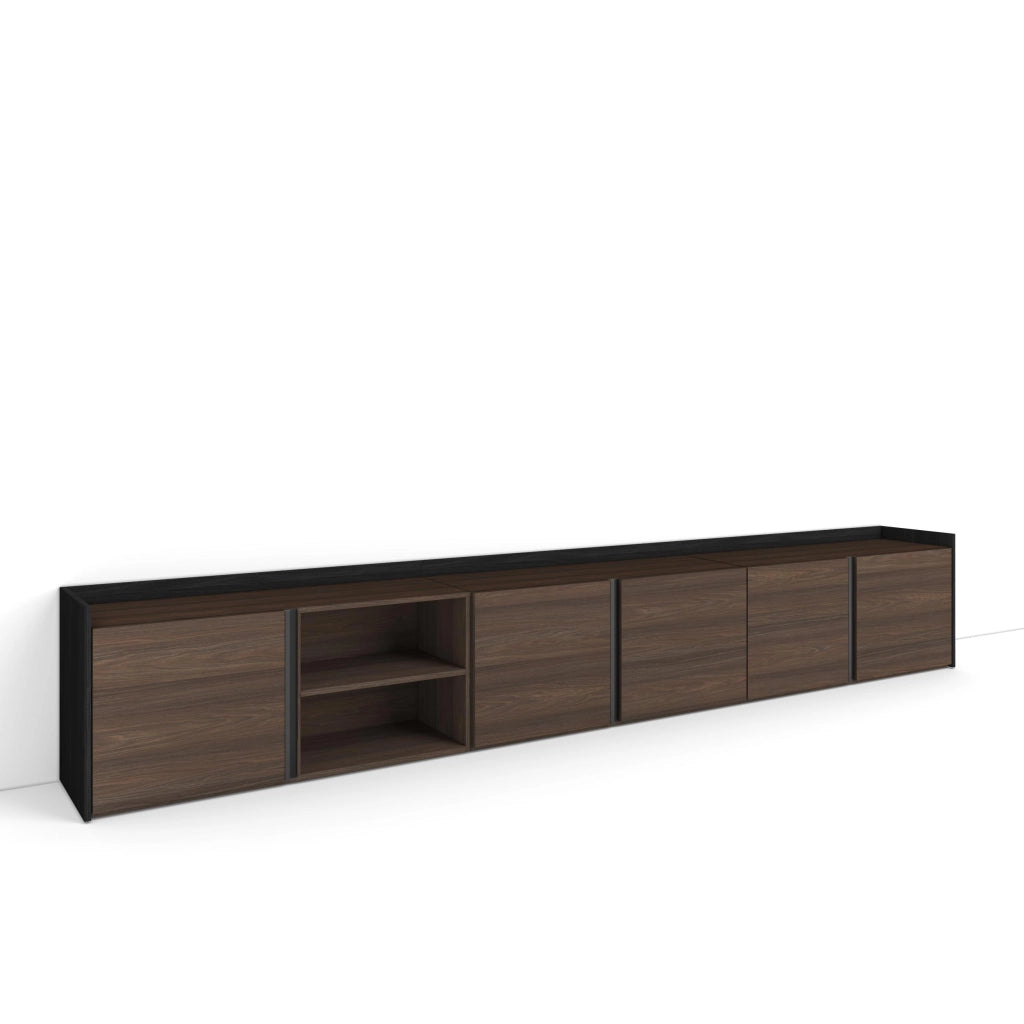 Mobile TV Soggiorno, 309x50x35 cm, Per TV fino a 80", Mobile Soggiorno, Rovere scuro e Nero