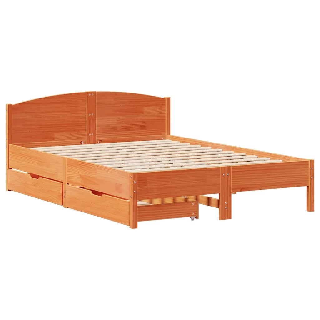 Letto senza Materasso-Struttura Letto Marrone Cera 120x200 cm in Legno di Pino 359829