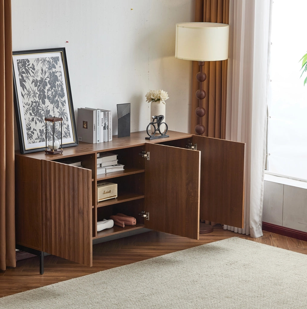 Madia moderna con design ondulato 150x40x80 cm; MDF e PB; colore naturale