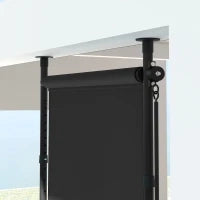 Tenda Manuale Retrattile Autoportante, Regolabile in Lunghezza, con Manovella, Installazione Senza Forature, Metallo, Alluminio, Poliestere, Grigio Scuro