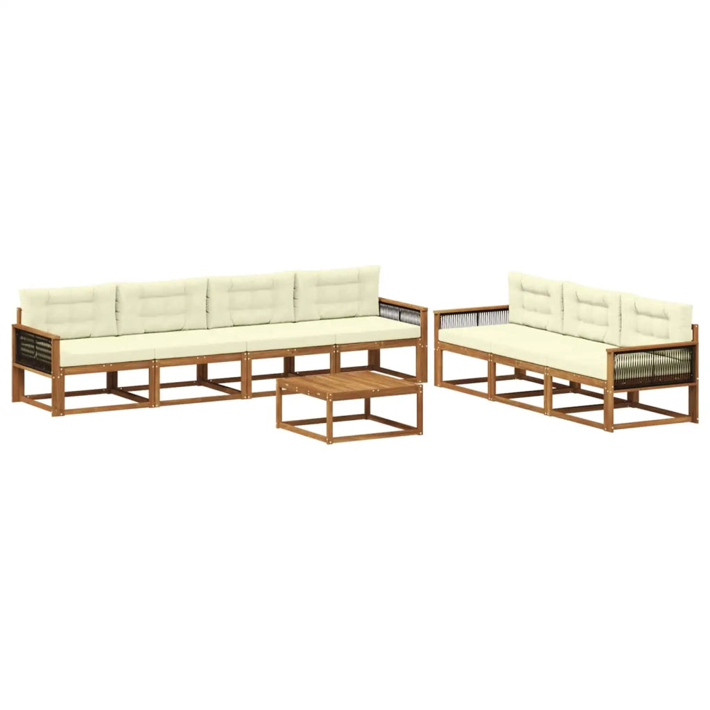 Set di divani da esterno con cuscino 8 pcs Naturale e Crema 3382403