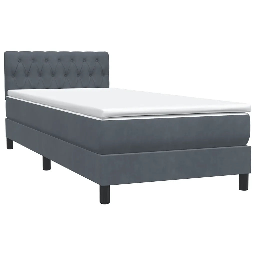 Letto a Molle con Materasso e LED Grigio Scuro 80x210 cm Velluto 3317146