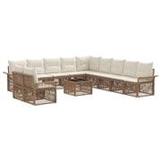 Set Divano da Giardino 12 pcs Beige polyrattan