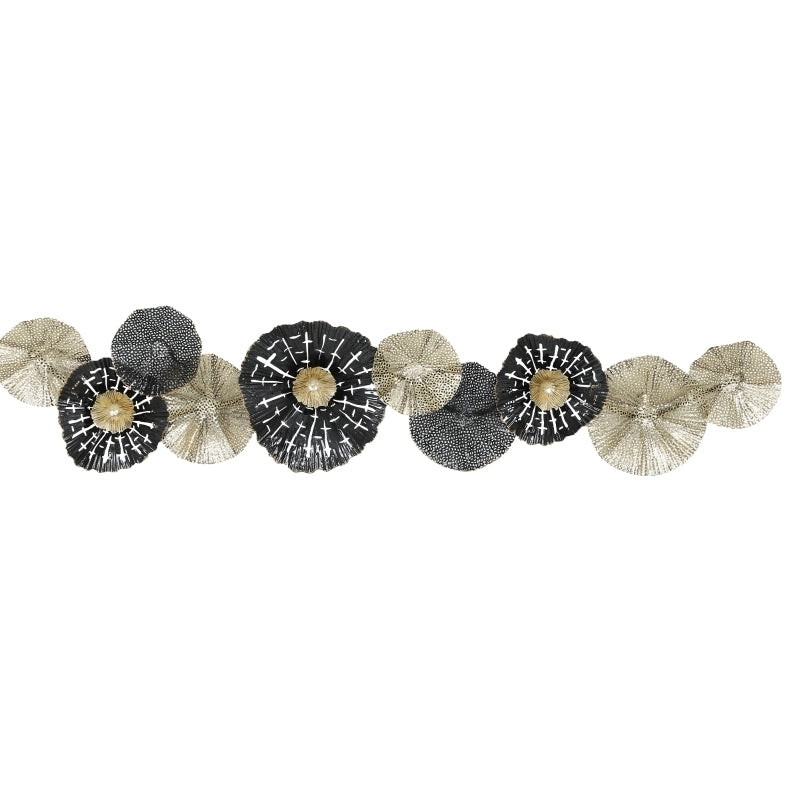 Decorazione da parete in metallo nero e oro 134 x 29 cm, stile moderno