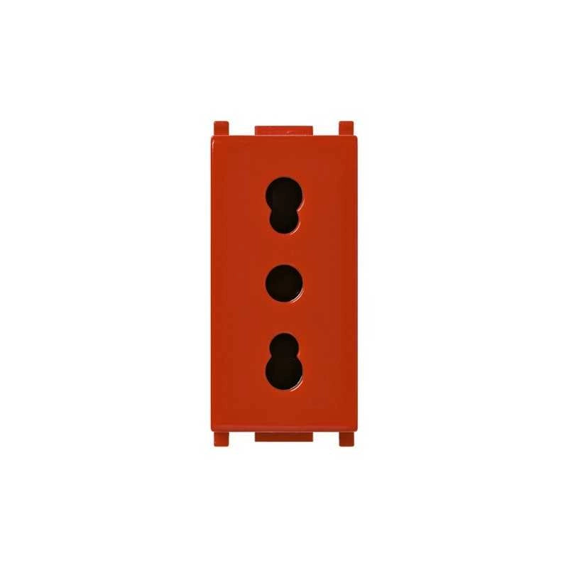 14203.R Presa 2P+T 16A P17/11 Rosso Plana