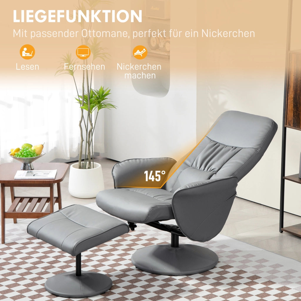 Poltrona Relax con Poggiapiedi ¨C zephmum ¨C Grigio Chiaro