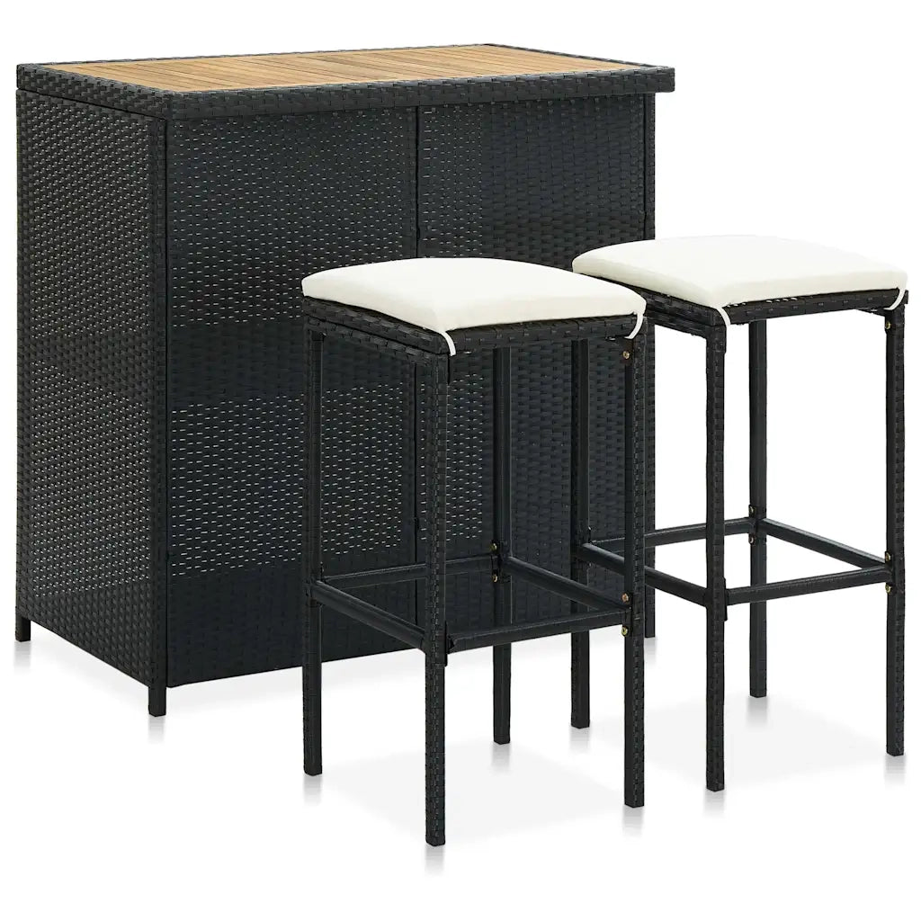 Set da Bar 3 pz in Polyrattan Nero 313473