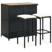 Set da Bar 3 pz in Polyrattan Nero 313473