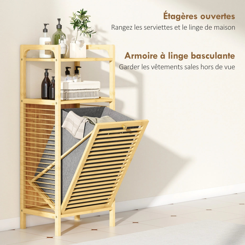 Mobile da bagno in bamb¨´ ¨C zephmum ¨C 40x30x95cm effetto legno naturale