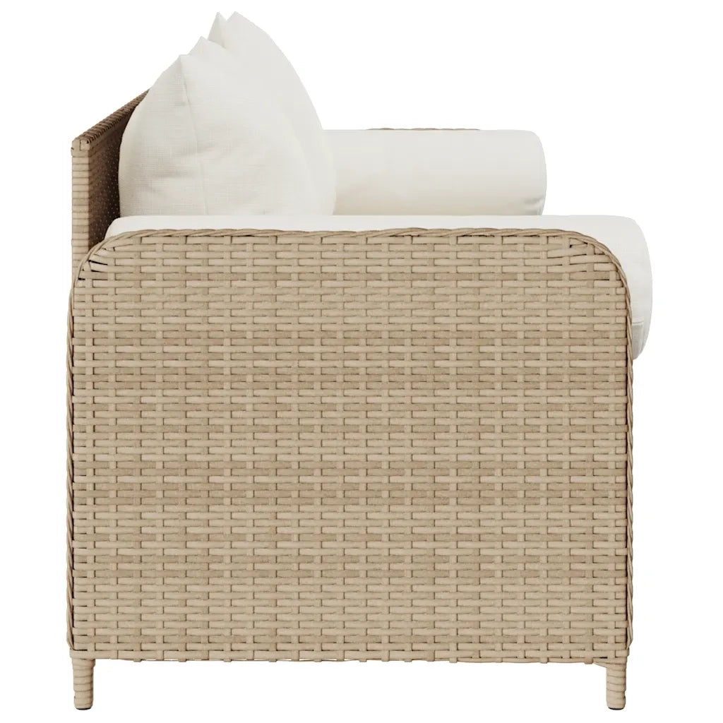 vidaXL Divano da Giardino con Cuscini a 3 Posti Beige in Polyrattan