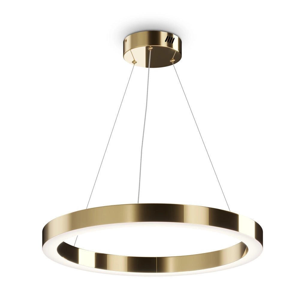 Lampadario A Sospensione Moderno Saturno Acciaio Ottone 1 Luce Led 45W