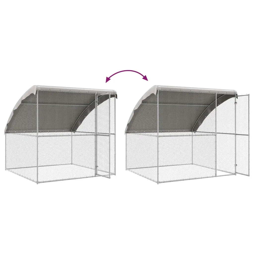 Gabbia per polli 2 pcs Argento 400 x 200 x 200 cm Acciaio e PE