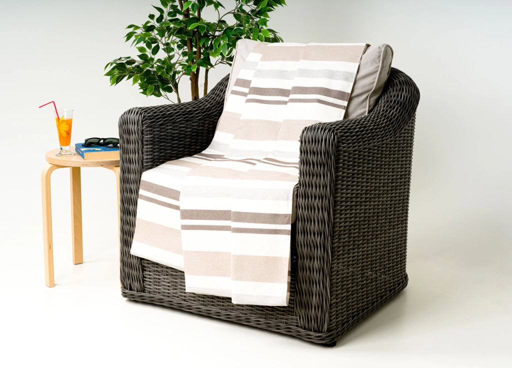 Telo Arredo Granfoulard Copritutto Cotone Made Italy Vari Disegni Arredatutto Copriletto Multiuso - 2 Piazze - Multiriga Beige