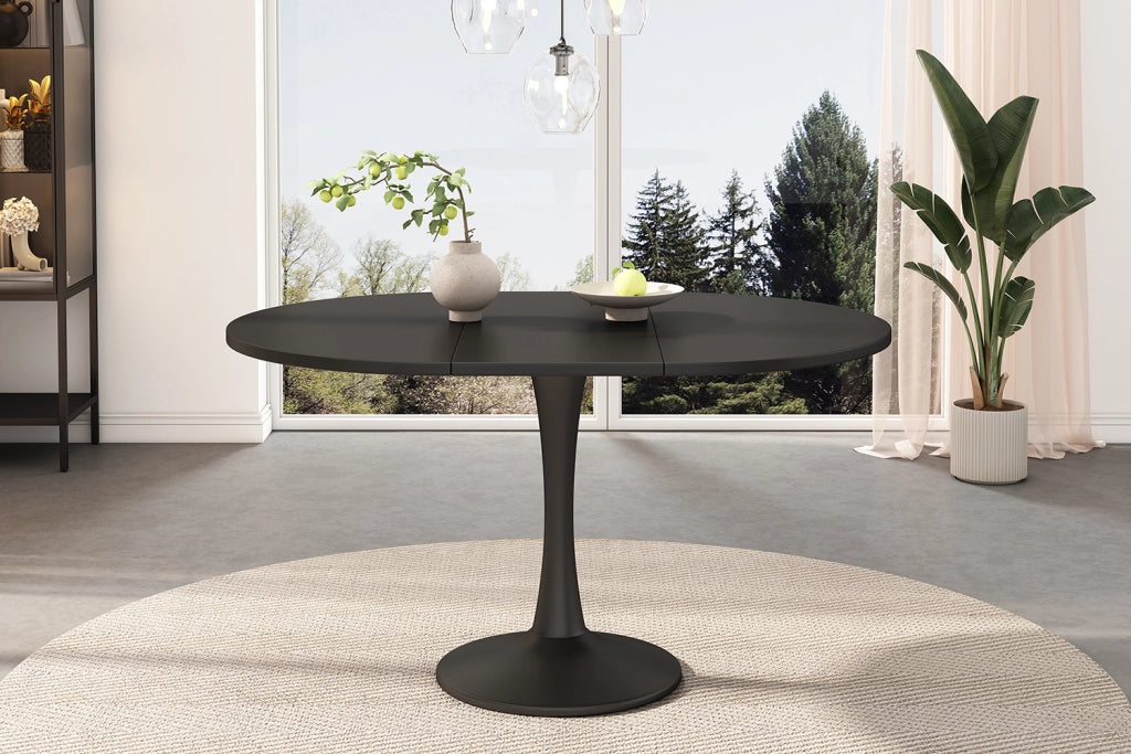 Tavolo da pranzo allungabile ovale in MDF nero 100/140 x 100 x 75 cm