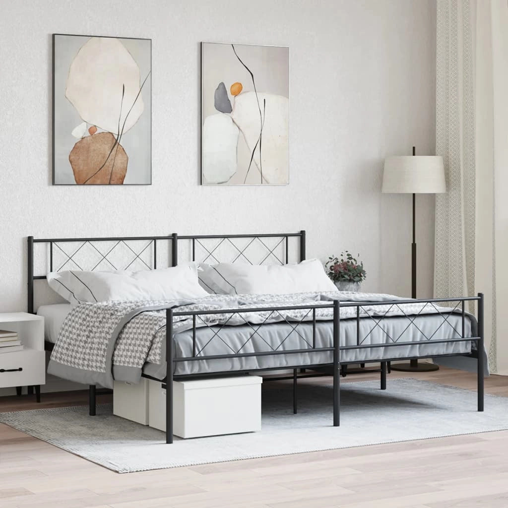 Giroletto con Testiera e Pediera Metallo Nero 180x200 cmcod mxl 82577